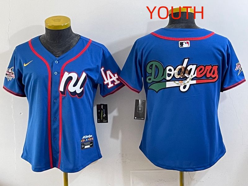 Youth 2025 Los Angeles Dodgers Blank Blue All star Nike MLB Jersey style 03->women mlb jersey->Women Jersey